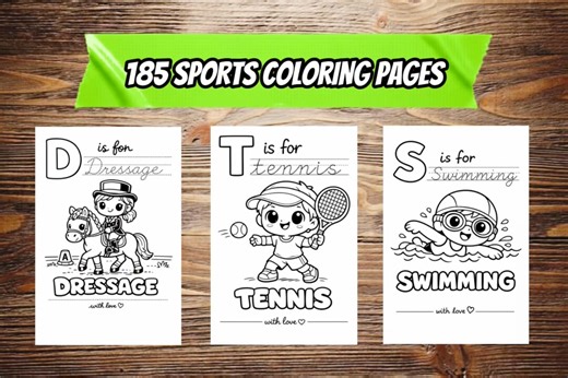 185 Sports Coloring Pages for Kids (ages 3–6) | Preschool Learning Activity | Printable Coloring Book | Kindergarten Worksheets - Etsy