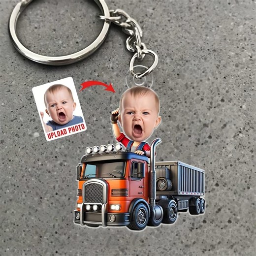 Custom Photo Truck Keychain, Personalized Face Tag, Custom Avatar Charm, Personalized Driver Key Ring, Custom Gift - Etsy