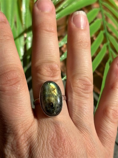 Genuine Labradorite Ring Size 9.5. 925 Silver Plated *no Filter - Etsy