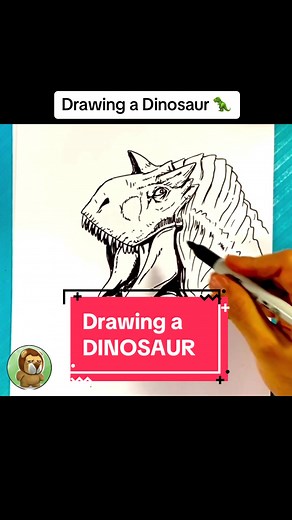 Drawing a #dinosaur ! Carnotaurus face. This is a quick drawing for beginners. Whats your favorite dinosuars ? #drawingoftheday #drawings #jurassicworld