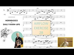 French Horn Masterclass - 2b Warm-up and Basics by Christoph Ess - air flow exercises 2b playalong
