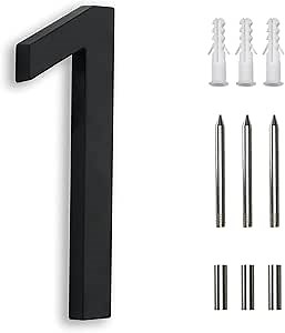 7 Inch House Numbers For Outside modern,Address Numbers For Houses Numbers For Address On House Metal Black Large Modern House Number Door Numbers For House Floating Flush Mount Zinc Alloy Black