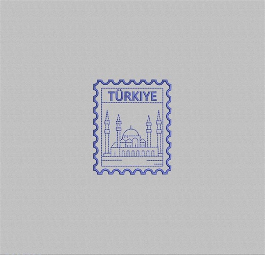Türkiye Stamp Machine Embroidery Design: Türkiye Postage (digital File, 4 Sizes) - Etsy