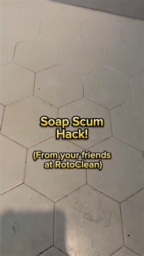 Soap Scum Cleaning Hack! #tips #tile #cleaning #shower #cleantok #satisfying #asmr Memphis Area Steam Cleaning & Stone Experts: RotoClean Services 901-644-8000 | RotoClean Services, LLC