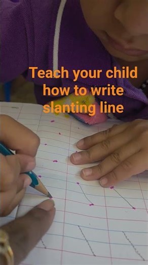 how to write ✍️ slanting line from red line to blue line