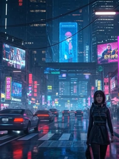 One Soul. Endless City. A random woman drifting through the cyberpunk night 🌃✨ Neon signs flashing, crowds blurring past, engines humming in the rain ⚡ Just another heartbeat in a city that never sleeps. #Cyberpunk