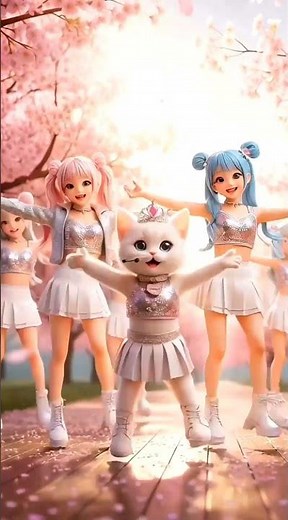 Kawaii Dance Moment 😻✨| Girl & Kitty Aesthetic Dance #anime #cutecat #shorts #animation #catdance