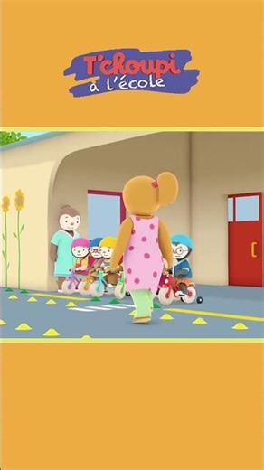 T'Choupi is waiting for the brand new red bike!