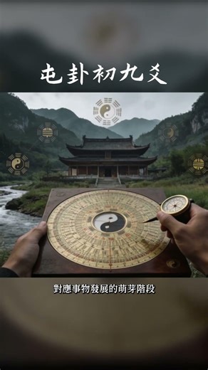 初九是屯卦的初爻，阳爻阳位，得位得正，是屯卦的主爻，孚全卦的主用，就像万物的阳刚之气初萌于下，君子的贤德之才初现于世，虽有生机与能力，却因 “位犹卑，时犹早”，难以直舒其用。