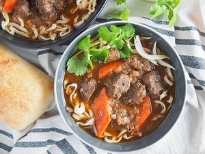 Bo kho may not be as well known as pho, but it's a classic Vietnamese dish you need to get to know. This beef stew has a wonderful depth of flavor from aromatic spices, lemongrass, ginger and coconut water. It's warming, delicious and easy to make too. https://www.carolinescooking.com/bo-kho-vietnamese-beef-stew/ | Caroline's Cooking