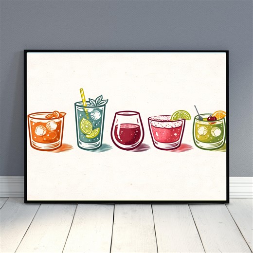 Cocktail Art Print: Vintage Drink Illustration, Bar Cart Decor (digital Download) - Etsy