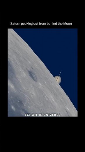 Saturn peeking out from behind the Moon🪐