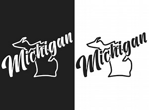 Vector logo of state Michigan. Illustration of the USA states...