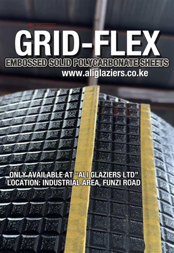 Grid-Flex Embossed Solid Polycarbonate flat sheets in Nairobi Kenya 🇰🇪 First time in Kenya and only Available at Ali Glaziers Ltd! New Year, New Stories! New Polycarbonate Sheets! 8 Colours in stock! Shop now! www.aliglaziers.co.ke 📍 Industrial area, Funzi Road #gridflex #solidpolycarbonate #polycarbonatesheet #polycarbonatesheets #polycarbonatesolidsheet