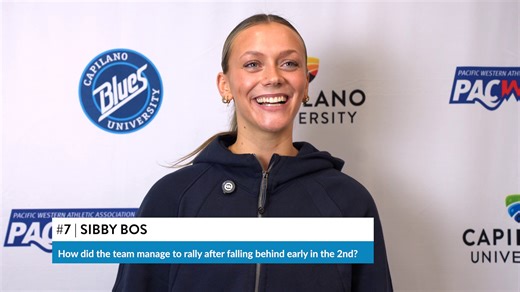 Post-game interview with Sibby Bos following their weekend sweep of the CBC Bearcats. #GoBlues #BleedBlue #CapU | Capilano University Blues