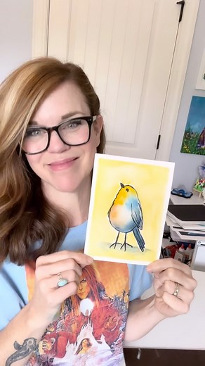 Andrea Nelson on Instagram: "Birds are one of the easiest animals to paint! #easyart #watercolortutorial #birdlover #learnwatercolor #Instamom"