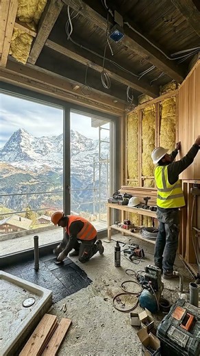 Extreme Alpine Spa Transformation From Raw Concrete to Glass Luxury 🏔✨#shorts