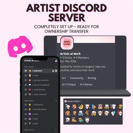 Soft Pink Artist Community Discord Server Ownership Transfer - Etsy