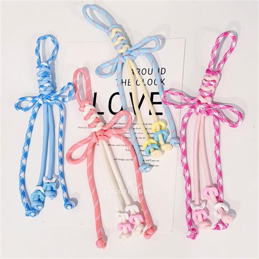 Handmade Bow Knotted Paracord Keychain Charm, Cute Rope Knot Keychain, Creative Bag Decoration - Etsy UK