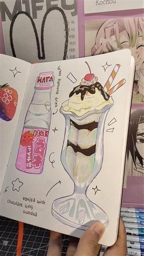 vanilla with chocolate icing sundae! (⁠◍⁠•⁠ᴗ⁠•⁠◍⁠)⁠✧⁠*⁠。#foodillustration #icecream #sundae #fypart