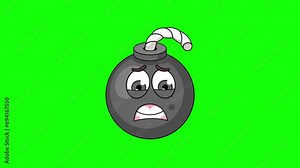 bomb cartoon with a face screaming in fear, emoji emoticon animation