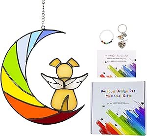 Stained Glass Dog Memorial Gifts for Loss of Dog, Rainbow Bridge Dog Memorial Gifts for Dogs, Pet Memorial Loss Sympathy Gift, Loss of Dog Sympahty Gift, Dog Bereavement Gift, Dog Passing Away ​Gift