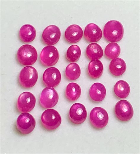 Natural Untreated Ruby Cabochon Lot | Vivid Pink Ruby Loose Stones | High Lustre Oval Cabochons for Jewelry ( 44.60 CT 25 Pcs ) - Etsy