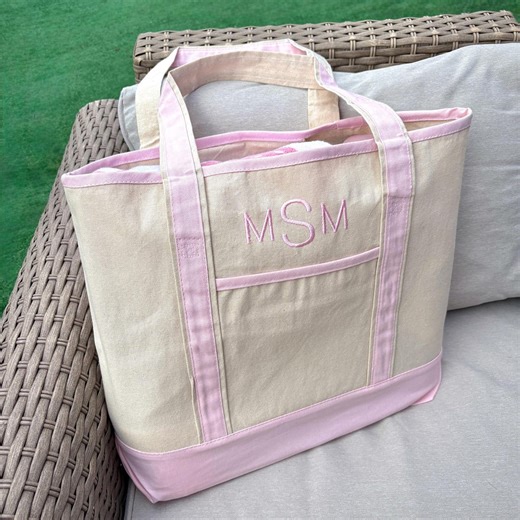 Embroidered Monogram Canvas Tote Bag, Personalized Bridesmaid Gift - Etsy