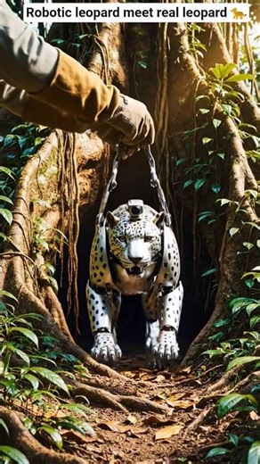 Robot Leopard Explores a Hidden Jungle Tree Den
