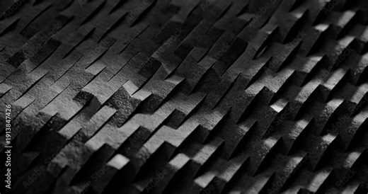 Gray Paper Strips Woven Texture. Slow panning footage across an intricate woven pattern of overlapping rectangular gray paper strips, revealing subtle depth and layered shadows.