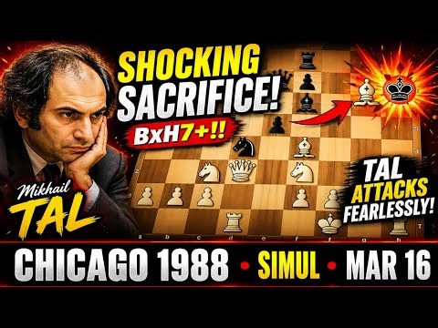Mikhail Tal Sacrifices EVERYTHING! 🔥 Brutal Simul Attack vs Frederick Rhine (Chicago 1988)