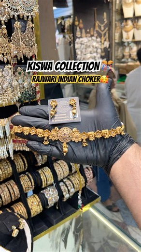 Trendy Indian Rajwari Choker Necklace Set – Gold Plated ✨👑💛#pakistan #lahore #jewellery