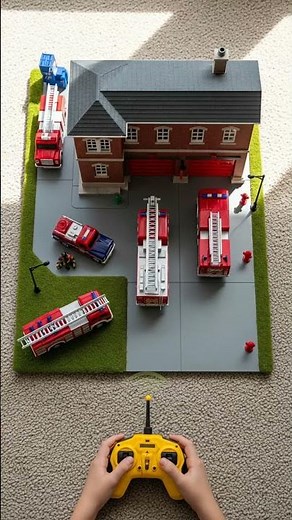 Mini RC Fire Truck at Toy Fire Station 🚒🔥 | Diorama RC POV | Shorts