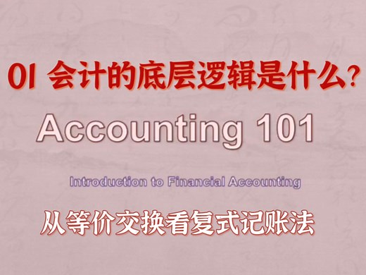 半小时财务会计超基础入门 financial accounting 101 - 01 会计的底层逻辑是什么