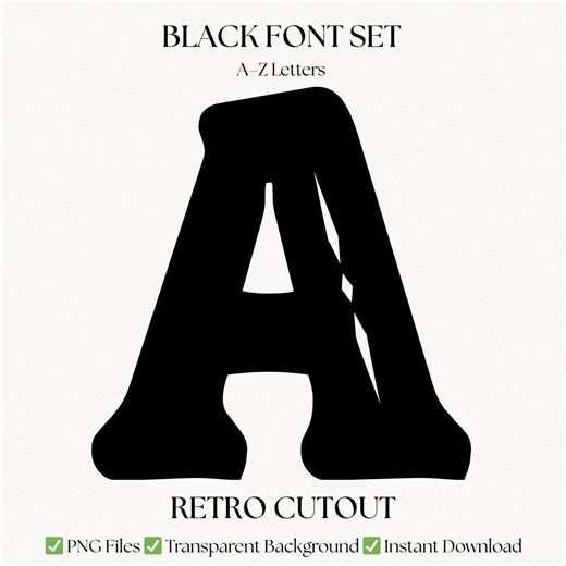 Bold Alphabet Letters | PNG A-Z Black Retro Font | Elegant Typography Style | Digital Download - Etsy