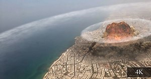 Atom Nuclear Bomb Exploding Over City
