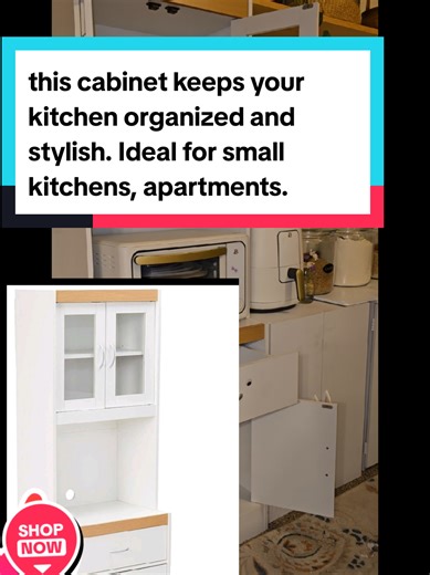 Tired of a cluttered kitchen? The Hodedah Long Standing Kitchen Cabinet is the perfect space-saving solution! Featuring top and bottom enclosed cabinets, a spacious drawer, and an open shelf for your microwave or appliances, this cabinet keeps your kitchen organized and stylish. Ideal for small kitchens, apartments, and busy families who need extra storage without sacrificing space or design. #kitchenstorage #storagecabinet #tiktokshopblackfriday #kitchenhack #smallkitchen
