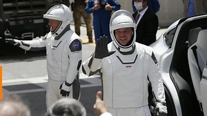 Astronauts board SpaceX rocket for historic flight