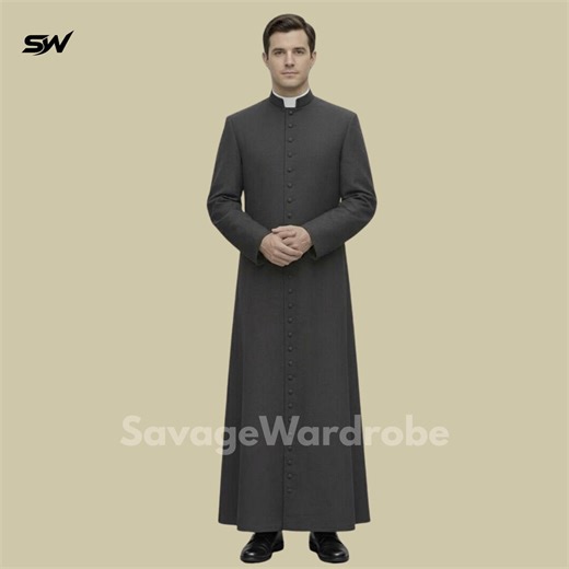 Traditional Roman Catholic Cassock for Priests - Tailored Clergy Robe With Mandarian Collar and Full-length Button Front - Etsy
