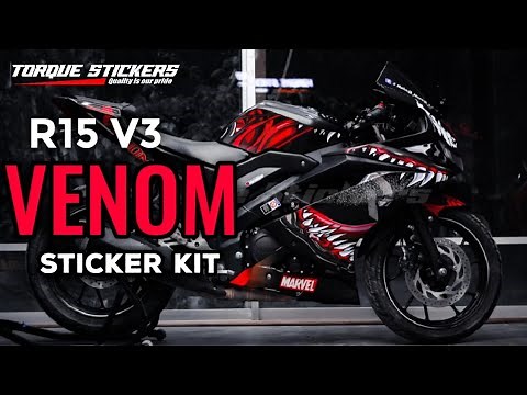 Customize Your Ride With Venom Sticker For R15 V3 Modification | R15 v3 Black Modified