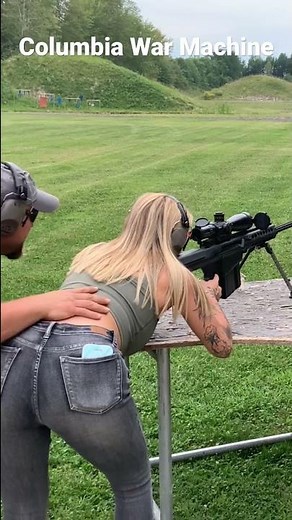 Hot girl shooting 50 Cal Barrett for the first time!
