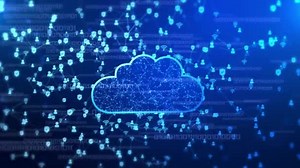 Cloud Computing, Big data and Global communication. Digital Cloud Computing Animation.