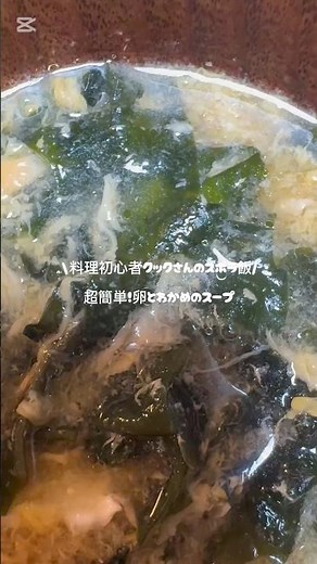 【超簡単！卵とワカメのスープ】概要欄にもレシピや材料を記載してあります🌿‬ #かんたんレシピ #簡単レシピ #今日の晩ごはん #夜ご飯作り #自炊 #夜ご飯献立 #簡単料理