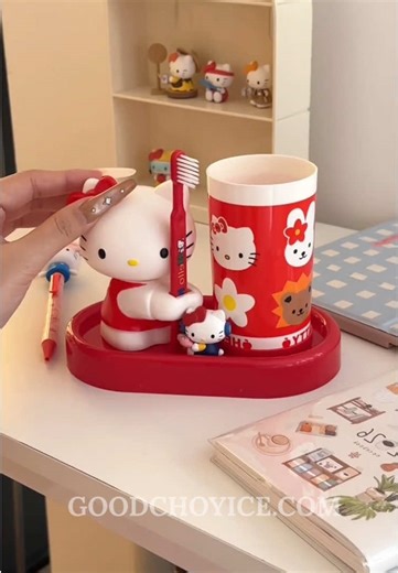 Hello Kitty Bathroom Cup Set！So cute❤️ #sanrio#kuromi#pochacco#cinnamoroll#mymelody#hellokitty#kawaii#hellokittycore#pompompurin#asmr#satisfying#gift#kuromicore#sanriogirl#hellokittyaddict#kuromiandmymelody#usa#phonecase