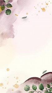 Elegant Watercolor Floral Background with Brown and Gold Accents. Vertical story template .