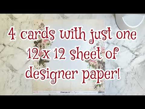 MAKE 4 QUICK STUNNING HANDMADE CARDS with a 12x12 PAPER - 4 DIFFERENT INKING TECHNIQUES!