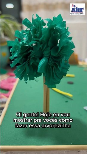 Como fazer árvore de papel crepom para maquetes ou enfeites. Super fácil! #art #arte #artesanato
