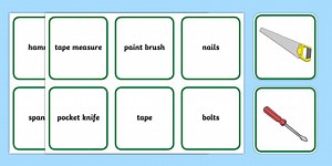 Tools Words and Pictures Matching Cards