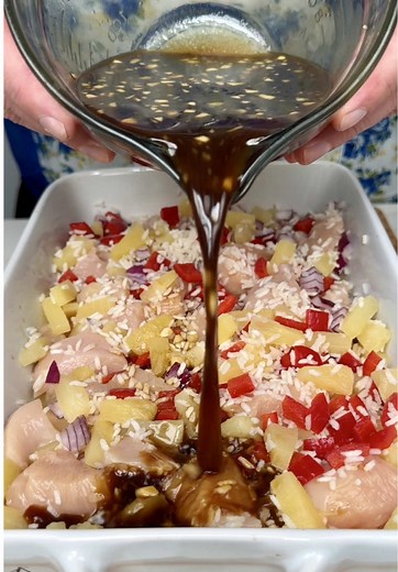 Easy One Pan Aloha Chicken and Rice Bake