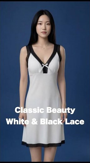 Minimalist Elegance Lingerie| White & Black Lace Dress #ootd